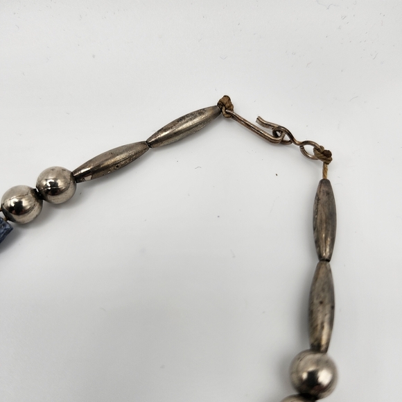 Labradorite & Sterling long necklace!  Roughly 30"  hook clasp vintage - Picture 6 of 6